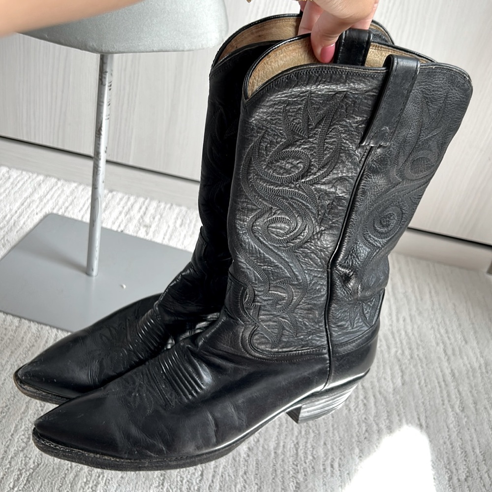 Dan Post Black Leather Cowboy Boots
